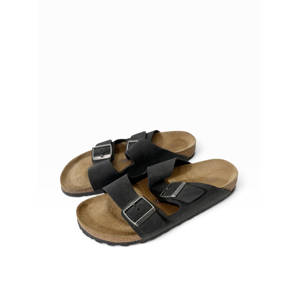 Birkenstock Arizona Womens Oiled Leather Black Two Strap Sandals Size 39 L6